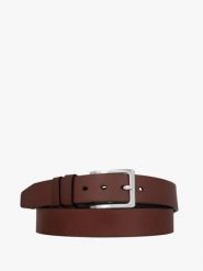 Ciemnobrązowy pasek ze skóry licowej. Brązowe paski męskie Ryłko, bez wzorów, z denimu, klasyczne. Za 129.99 zł.