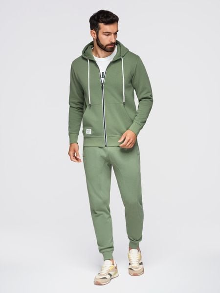 Komplet dresowy męski set bluza rozpinana z kapturem + spodnie joggery - jasnozielony V3 - Rozmiar: L. Zielone bluzy z kapturem męskie Ombre Clothing, l, z bawełny. W wyprzedaży za 237.99 zł.