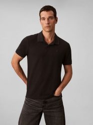 Calvin Klein Koszulka polo w kolorze czarnym rozmiar: M. Czarne koszulki polo męskie CALVIN KLEIN, m, bez wzorów, z bawełny, bez ramiączek. Za 173.99 zł.