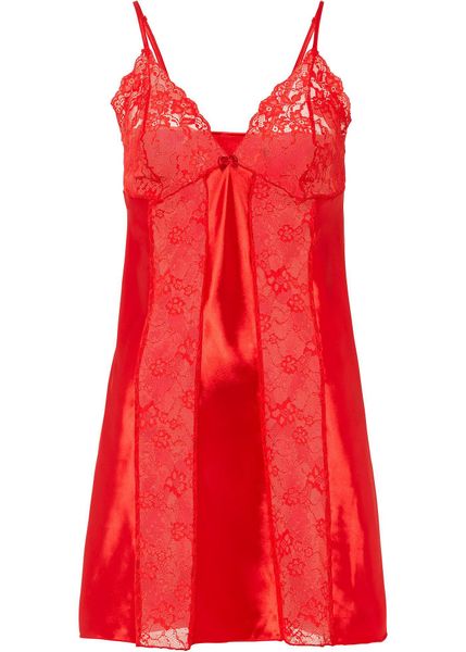 Koszulka nocna satynowa. Czerwone koszule nocne damskie bonprix, bez wzorów, z satyny. Za 109.99 zł.