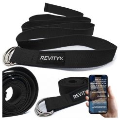 Pasek do jogi i pilatesu Revity 200 x 3.8 cm. Czarne paski damskie REVITY, bez wzorów, z bawełny, sportowe. Za 39.99 zł.