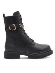 Sergio Bardi Trzewiki EST-A1009-01SB Czarny. Czarne botki damskie Sergio Bardi, ze skóry, bez obcasa, na płaskiej podeszwie, bez zapięcia. Za 295.99 zł.