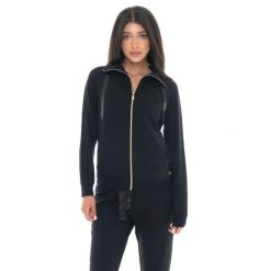 Bluza zimowa Leone 1947 Chic Tones Damen ze Stehkragen und Reißverschluss. Czarne bluzy bez kaptura damskie LEONE 1947 APPAREL. W wyprzedaży za 206.29 zł.