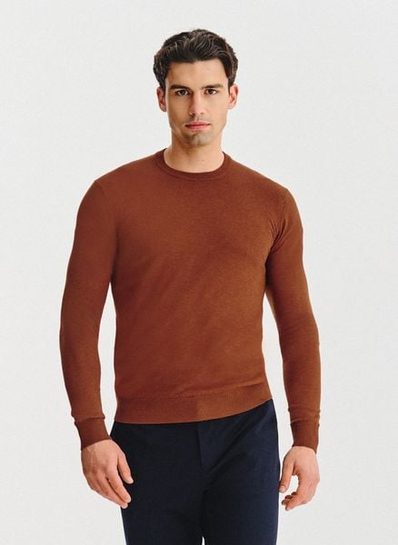 PAKO LORENTE – Rudy sweter męski. Brązowe swetry męskie Pako Lorente, na jesień, m, bez wzorów, z nylonu, bez kołnierzyka. Za 99.99 zł.