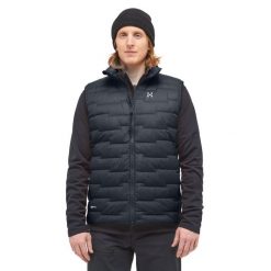 Kurtka puchowa bez rękawów Haglöfs ROC Flash Down. Czarne kurtki męskie Haglöfs, bez wzorów, z puchu, sportowe, bez kaptura. W wyprzedaży za 722.55 zł.