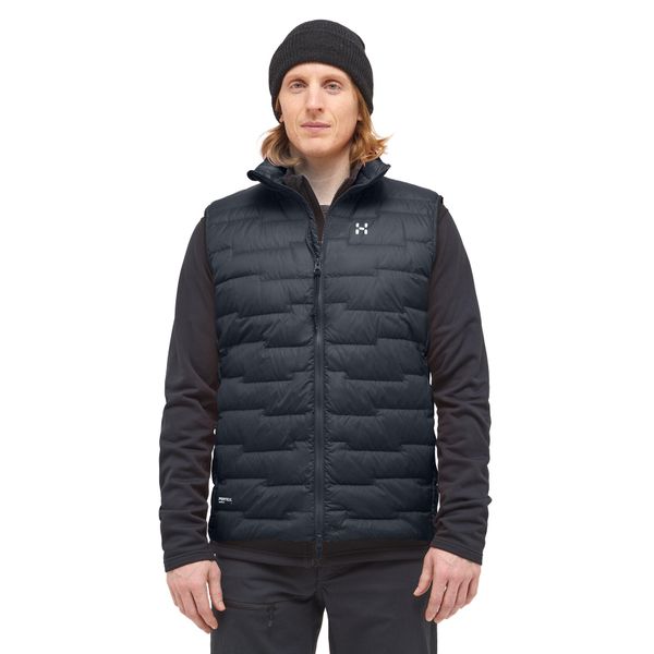 Kurtka puchowa bez rękawów Haglöfs ROC Flash Down. Czarne kurtki męskie Haglöfs, bez wzorów, z puchu, sportowe, bez kaptura. W wyprzedaży za 722.55 zł.