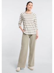 ELBSAND Koszulka "Celin" w kolorze beżowo-białym rozmiar: S. Białe t-shirty damskie ELBSAND, s, bez wzorów, z bawełny, bez kołnierzyka. Za 104.99 zł.