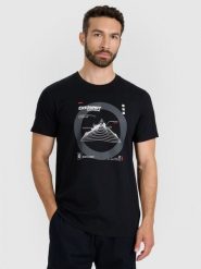 4F T-shirt regular z nadrukiem męski - czarny XXL. Czarne t-shirty męskie 4f, m, bez wzorów, z bawełny, bez kołnierzyka. Za 59.99 zł.