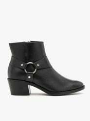 Czarne botki biker boots. Czarne botki damskie Brawo sp. z o.o., ze skóry, rockowe, z okrągłym noskiem, za kostkę, bez obcasa, na obcasie, bez zapięcia. Za 479.99 zł.