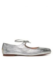 Balagan Baleriny Batsheva Srebrny. Szare baleriny damskie BALAGAN, bez wzorów, ze skóry, bez obcasa. Za 389.99 zł.