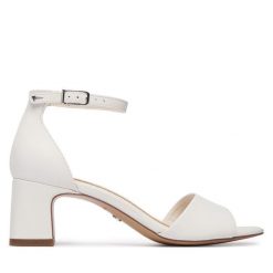 Sandały Tamaris. Białe sandały damskie Tamaris, bez wzorów, bez obcasa, na słupku. Za 329.99 zł.