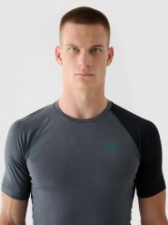 4F Koszulka do biegania szybkoschnąca męska - zielona 3XL. Zielone t-shirty sportowe męskie 4f, m, z dzianiny, bez ramiączek, do biegania. W wyprzedaży za 59.99 zł.