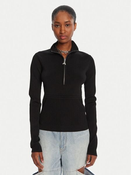 Patrizia Pepe Sweter 8K0323 K274 Czarny Regular Fit. Czarne swetry klasyczne damskie Patrizia Pepe, z wiskozy, bez kołnierzyka. Za 1,149.00 zł.