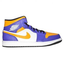 Buty do chodzenia męskie Nike Air Jordan 1 los angeles lakers. Białe buty sportowe na co dzień męskie Jordan, z materiału, bez zapięcia, trekkingowe, Nike Air Jordan. W wyprzedaży za 1,086.75 zł.