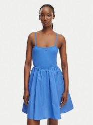 Tommy Jeans Sukienka letnia DW0DW22352 Niebieski Slim Fit. Niebieskie sukienki damskie Tommy Jeans, na lato, m, bez wzorów, z bawełny, bez kołnierzyka, bez ramiączek. Za 289.99 zł.