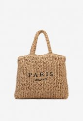 Ciemnobeżowa Torebka Typu Shopper Ozdobiona Plecionką Zenauri. Brązowe shopper bag damskie Renee, bez wzorów, z jeansu, bez dodatków. Za 69.99 zł.