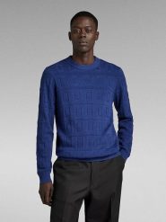 G-Star Sweter w kolorze niebieskim rozmiar: XL. Niebieskie swetry męskie G-Star, s, bez wzorów, z bawełny, bez kołnierzyka. Za 172.49 zł.