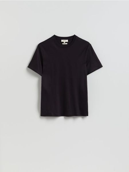 T-shirt regular fit z lyocellem - ciemnofioletowy. Fioletowe t-shirty męskie Reserved, l, bez wzorów, z bawełny, bez kołnierzyka. Za 99.99 zł.