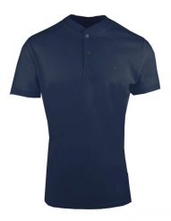 Męski T-Shirt (Koszulka) z Dekoltem na Guziki - Pako Jeans - Granatowa. Niebieskie t-shirty męskie Pako Jeans, l, bez wzorów, z bawełny, bez kołnierzyka. Za 89.00 zł.