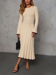 Milan Kiss Sukienka w kolorze beżowym rozmiar: L. Brązowe sukienki damskie Milan Kiss, l, bez wzorów, prążkowane, bez kołnierzyka, bez ramiączek, maxi. Za 200.60 zł.