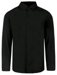 Elegancka Koszula Męska - Victorio - Krój Klasyczny - Czarna. Czarne koszule męskie Victorio, m, bez wzorów, z bawełny, bez kołnierzyka, bez ramiączek. Za 145.00 zł.