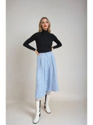 Monki Spódnica w kolorze błękitnym rozmiar: XL. Niebieskie spódniczki damskie Monki, xl, bez wzorów, z podwyższonym stanem, midi. Za 39.99 zł.