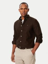 Tommy Hilfiger Koszula Solid Heritage MW0MW35774 Brązowy ciemny Regular Fit. Brązowe koszule męskie Tommy Hilfiger, m, bez wzorów, z bawełny, bez kołnierzyka, bez ramiączek. Za 369.99 zł.