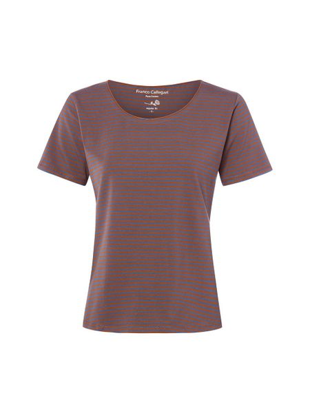 Franco Callegari Koszulka damska Kobiety Bawełna niebieski|brązowy|wielokolorowy w paski, L. Brązowe t-shirty damskie Franco Callegari, l, bez wzorów, z bawełny, bez kołnierzyka. Za 99.95 zł.