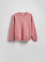 Bawełniana bluza - brudny róż. Czerwone bluzy bez kaptura damskie Reserved, l, z bawełny. W wyprzedaży za 89.99 zł.