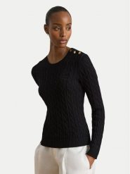 LAUREN RALPH LAUREN Sweter 200P14039001 Czarny Regular Fit. Czarne swetry klasyczne damskie Lauren Ralph Lauren, xxl, z bawełny, bez kołnierzyka. Za 859.99 zł.