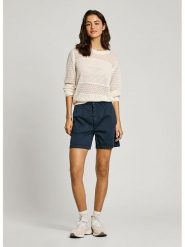 Pepe Jeans Szorty chino "Vania" - Regular fit - w kolorze granatowym rozmiar: XS. Niebieskie szorty damskie Pepe Jeans, z aplikacjami, z jeansu. Za 144.92 zł.