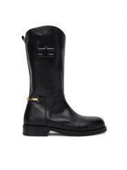 Elisabetta Franchi Kozaki F4-A6E-0449 Czarny. Czarne kozaki dziewczęce Elisabetta Franchi, bez wzorów, ze skóry, bez obcasa. Za 1,259.00 zł.