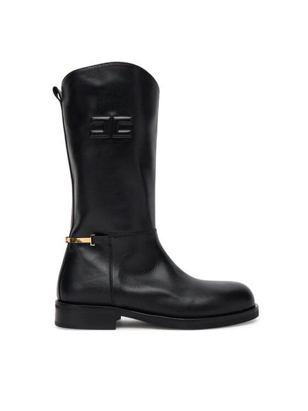 Elisabetta Franchi Kozaki F4-A6E-0449 Czarny. Czarne kozaki dziewczęce Elisabetta Franchi, bez wzorów, ze skóry, bez obcasa. Za 989.99 zł.