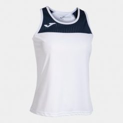 Koszulka treningowa damska Joma Top Montreal. Białe bluzki sportowe damskie Joma, s, z poliesteru, bez kołnierzyka, bez ramiączek. Za 219.99 zł.