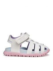 Geox Sandały B Sandal Fusbetto Gi B556BA 000BC C0406 Biały. Białe sandały dziewczęce Geox, ze skóry, bez zapięcia. Za 209.99 zł.