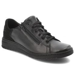 Czarne Półbuty Wasak Wygodne Obuwie Damskie. Czarne półbuty damskie Wasak, bez wzorów, ze skóry, eleganckie, bez obcasa. Za 259.00 zł.