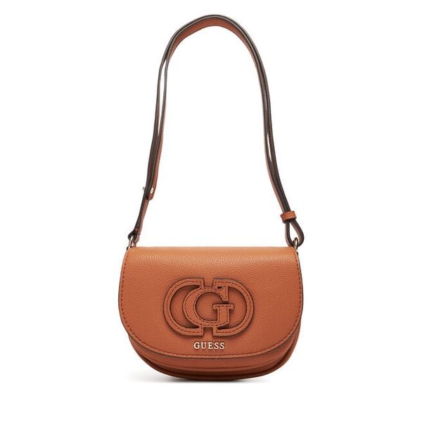 Torebka Guess. Brązowe listonoszki damskie Guess, z aplikacjami, bez dodatków. Za 289.99 zł.