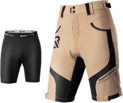 Zestaw 2 w 1: spodenki rowerowe i spodenki z szelkami ROCKBROS. Czarne szorty męskie ROCKBROS, bez wzorów, z elastanu, sportowe. Za 259.60 zł.