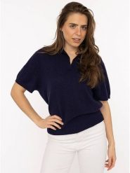 Zwillingsherz Koszulka polo w kolorze granatowym rozmiar: S. Niebieskie bluzki damskie Zwillingsherz, s, bez wzorów, z kaszmiru, bez kołnierzyka, bez ramiączek. Za 347.99 zł.