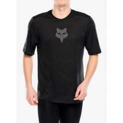 Koszulka rowerowa męska Fox Ranger Tru Dri SS Jersey. Czarne t-shirty sportowe męskie FOX, m, z jersey, bez ramiączek, rowerowe. Za 209.99 zł.