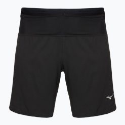Spodenki do biegania męskie Mizuno Trail ER 2IN1. Czarne szorty męskie Mizuno, bez kołnierzyka. Za 209.99 zł.