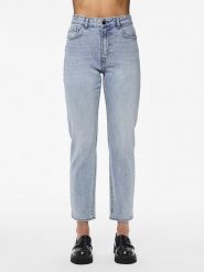 Pieces Dżinsy "Bella" - Tapered fit - w kolorze niebieskim rozmiar: W27/L30. Niebieskie jeansy damskie Pieces, z podwyższonym stanem. Za 122.96 zł.