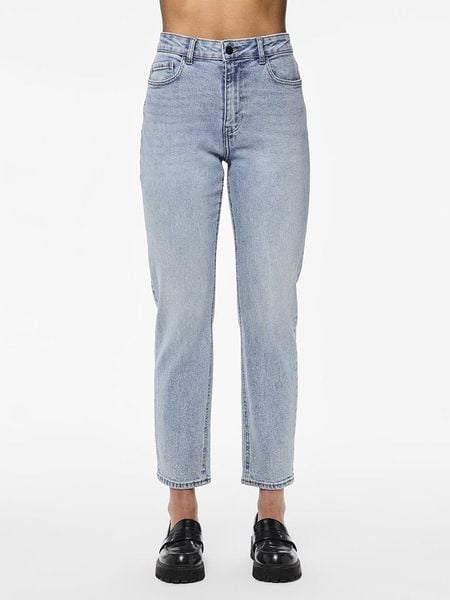 Pieces Dżinsy "Bella" - Tapered fit - w kolorze niebieskim rozmiar: W29/L30. Niebieskie jeansy damskie Pieces, z podwyższonym stanem. Za 107.37 zł.