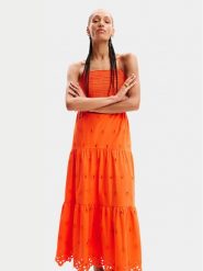 Desigual Sukienka letnia Malver 24SWVW12 Pomarańczowy Regular Fit. Brązowe sukienki damskie Desigual, na lato, xl, bez wzorów, z bawełny, bez kołnierzyka, bez ramiączek. Za 399.99 zł.
