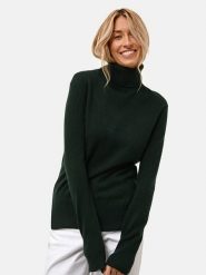 Just Cashmere Kaszmirowy sweter "Lexie" w kolorze ciemnozielonym rozmiar: XXL. Zielone golfy damskie Just Cashmere, xxl, bez wzorów, z kaszmiru, bez ramiączek. Za 409.97 zł.