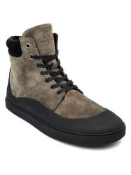 Groundies Skórzane buty "Torino" w kolorze szarobrązowym do chodzenia na boso rozmiar: 42. Brązowe botki damskie Groundies, z nubiku, bez obcasa, bez zapięcia. Za 304.99 zł.