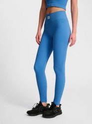 Damskie legginsy bezszwowe Hummel Pulse. Niebieskie legginsy sportowe damskie HUMMEL, s, z aplikacjami, z dzianiny, na fitness i siłownię. Za 131.00 zł.