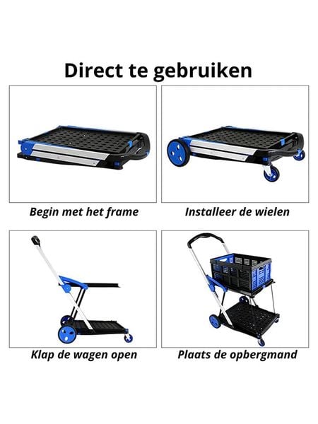 Designnest Wózek w kolorze czarno-niebieskim na zakupy - 53 x 70 x 63 cm rozmiar: onesize. Czarne shopper bag damskie DesignNest, bez wzorów, z materiału, bez dodatków. Za 608.99 zł.