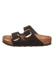 Birkenstock Skórzane klapki "Arizona Big Buckle" w kolorze czarnym rozmiar: 36. Czarne klapki damskie Birkenstock, bez wzorów, bez obcasa. Za 332.45 zł.