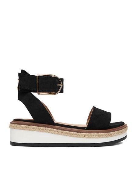 DeeZee Sandały CEO-WS091-01 Czarny. Czarne sandały damskie DeeZee, bez wzorów, z materiału, bez obcasa, na płaskiej podeszwie. Za 119.99 zł.